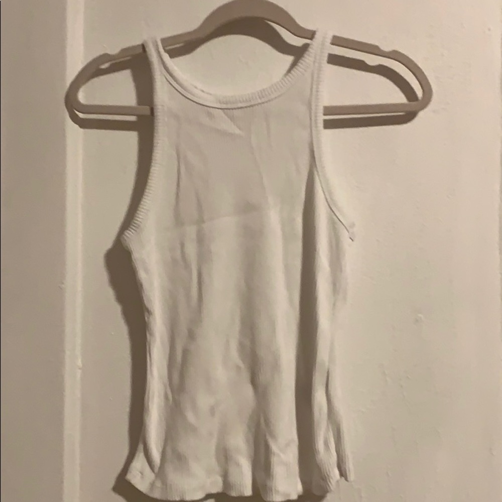 High neck ribbed tank